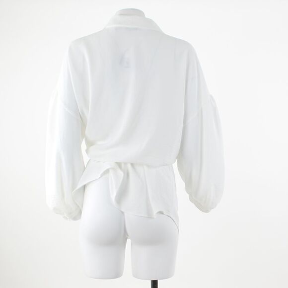 Calvin Klein Belted Button Down in  Shirt Soft White - Picture 3 of 5